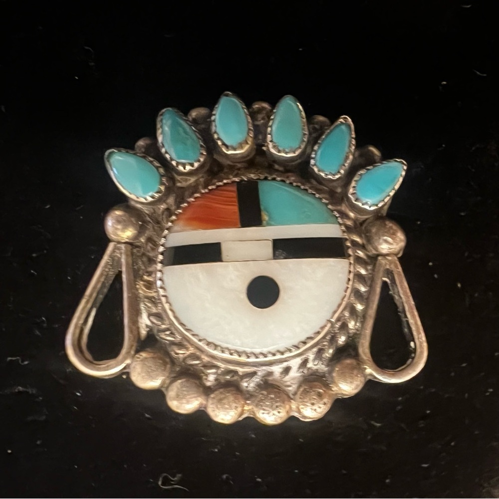 Native American Zuni Tribe Sunface Brooch